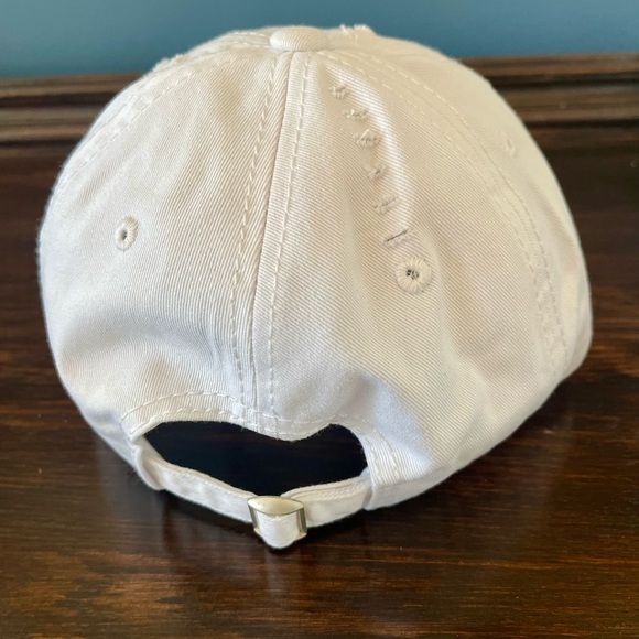 Upcycled Luxury Brand Distressed White Baseball Hat - Picture 4 of 4